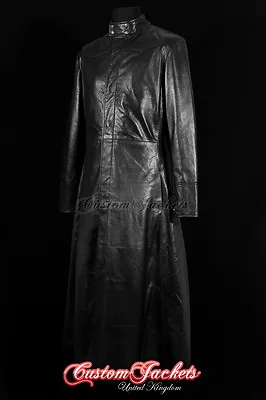 Buy Men's NEO Black Lambskin MATRIX Full-Length Real Leather Long Jacket Coat • 222.74£