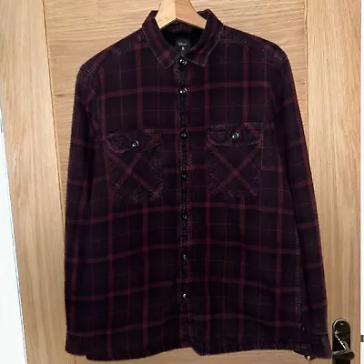 Buy Silver 8 Flannel Sherpa Fleece Lined Plaid Lumberjack Jacket Dark Red Size M • 0.99£