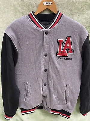 Buy Zara Men's Baseball Style Jacket UK Medium Grey With Black Arms LA Detail • 20£