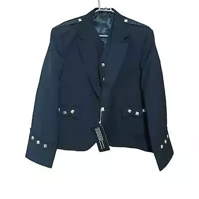 Buy Scottish Argyle Kilt Jacket & Vest Black Men Wedding Jacket With Waistcoat • 69.99£