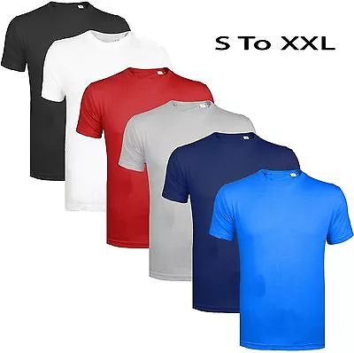 Buy Mens Summer T-shirt Plain 100% Cotton Gym AthleticTraining Tee Top Heavy Quality • 4.45£