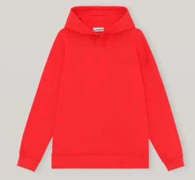Buy NWT Ganni Logo-embroidered In Flame Scarlet Hoodie Size XXS / XS • 31.85£