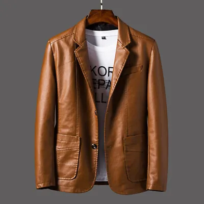 Buy Spring New Men's Casual Suit Leather Jacket Coat Tops Outwear • 28.37£