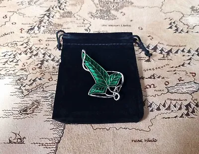 Buy Elven Leaf Brooch Pin Green LOTR Lord Of The Rings Lorien Cape Enamel Hobbit UK • 8.99£
