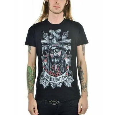 Buy Too Fast Clothing Long Hair Dont Care Mens T-Shirt Goth Tattoo Alternative • 14.20£