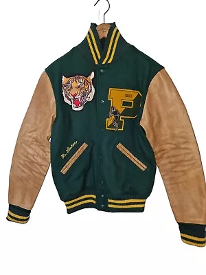 Buy Mens Bnwt Ralph Lauren Xs Tiger Leather Wool Baseball Letterman Varsity Jacket • 449.99£