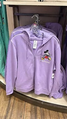 Buy Disney Parks Walt Disney World Zip Up Hoodie Purple Mickey Mouse Embroidered • 52.10£