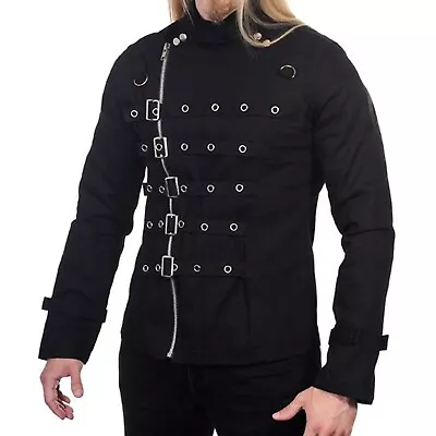Buy Gothic Black Clothing Asylum Vampire Jacket Metal Cuff Zipper Strap Buckle • 103.99£