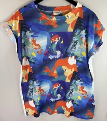 Buy Disney Ladies The Little Mermaid T-Shirt UK 14 Full Graphic Colourful Tee Rare • 14.99£