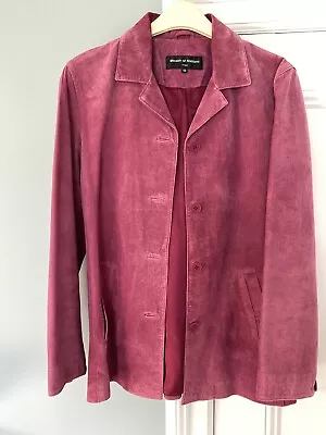 Buy Womens Vintage Pink Suede Genuine Leather Collared Jacket Size 12 • 30£