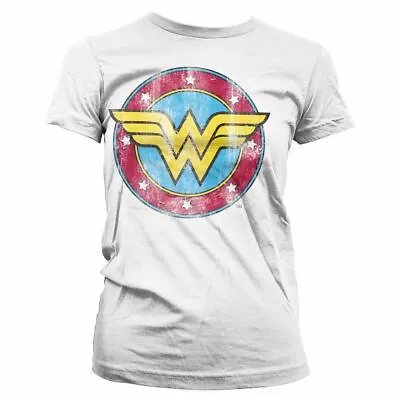 Buy Women's Wonder Woman Distressed Logo White T-Shirt • 10£