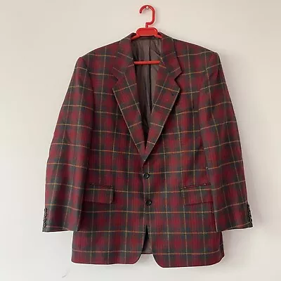 Buy Benvenuto Tartan Pure New Wool Blazer Size UK 40R. EU 50. Burgundy Red Jacket • 49.99£