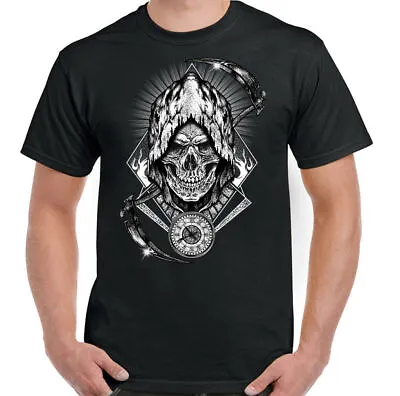 Buy Grim Reaper Mens Skull T-Shirt Biker Tattoo Heavy Metal Music Guitar Motorbike • 8.99£