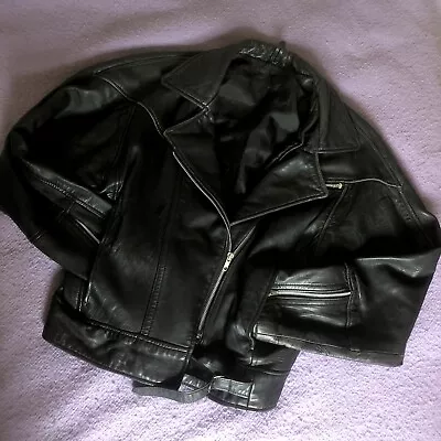 Buy Leather Jacket Vintage Made In UK M Soft Leather Biker EMO Rock GRUNGE Metal • 60£