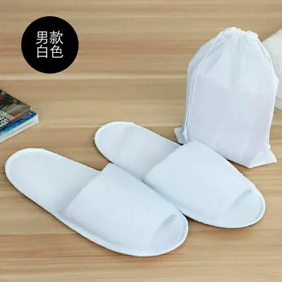 Buy Disposable Soft Slippers With Travel Bags For Spa Party Guest Hotel Open Toes • 5.39£
