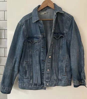 Buy TOPSHOP Moto Blue Denim Jacket Size UK8 Womens Button Up Outdoors Outerwear Long • 25£