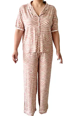 Buy Women's Gifts For Her Plus Size Pyjamas Wide Leg Pink Animal Print Size 16-26 • 9.99£