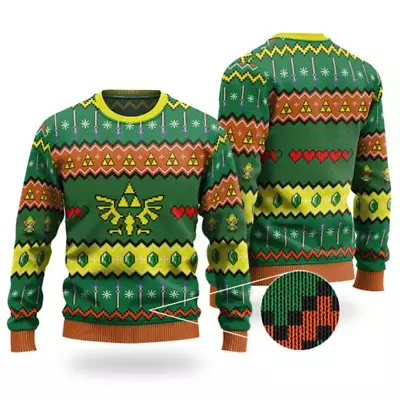 Buy The Adventure Game Christmas Ugly Sweater, Legend Of Zelda Triforce 3D • 41.70£
