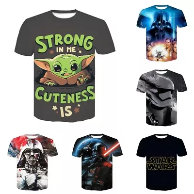 Buy Short Sleeve T-shirt Tee Pullover Top Unisex 3D Star Wars Yoda Baby Casual • 7.64£