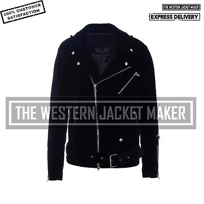 Buy Men Velvet Biker Jacket Men Motorcycle Jacket Men Black Gothic Jackets • 107.16£