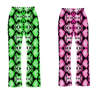 Buy Neon Pink Green Snake Skin Reptile Print Pyjamas Bottom Loungewear Alternative • 18.99£