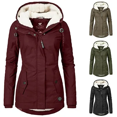 Buy UK Womens Faux Fur Lined Parka Jacket Ladies Hooded Coat Winter Warm Outwear • 29.99£