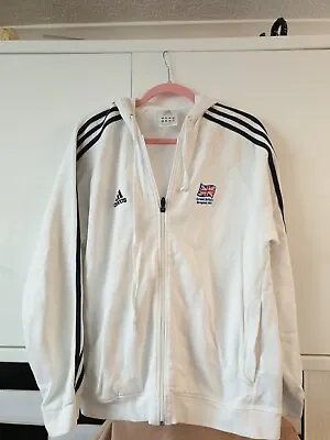 Buy Vintage Adidas Team GB Great Britain Track  Zip Up Hoodie White  Medium - RARE • 18.75£