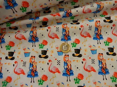 Buy Cotton Fabric Alice In Wonderland Inspired Cats/hats   150cms Wide Half Mt  • 5.99£