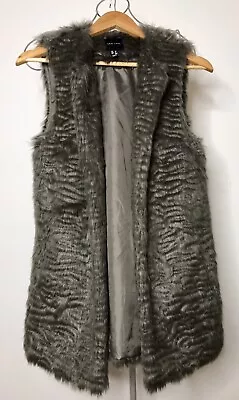 Buy New Look Ladies Faux Fur Waistcoat, Size 8, Grey Print, With Pockets, Immaculate • 11.95£