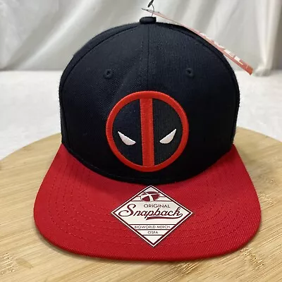 Buy Marvel Deadpool Hat Adjustable Snapback Cap Black Red Bioworld Merch Graphic • 24.12£