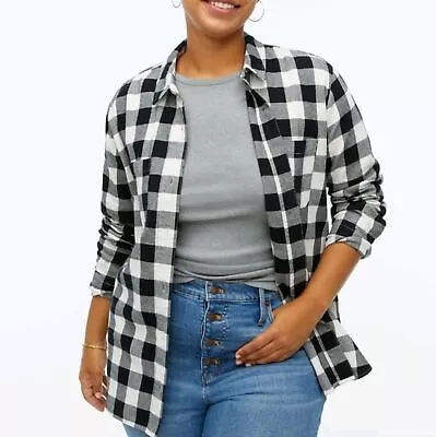 Buy J. Crew Black Checkered Flannel Shirt Jacket Women's Size XL • 33.07£