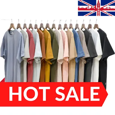Buy Men's Plain T Shirts 100% Cotton Short Sleeve Tee Tops Summer Tee Shirts SALE • 5.29£