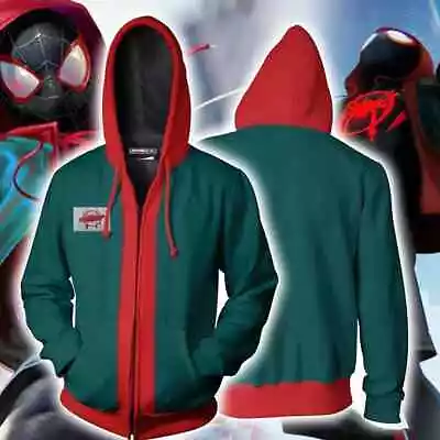 Buy Spider Man Miles Morales Hoodie And Mask Adult Superhero Cosplay Costume  XXL • 17.43£