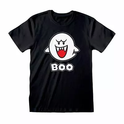 Buy Men's Super Mario Bros. Boo Character Black T-Shirt - Nintendo Classic • 12.95£