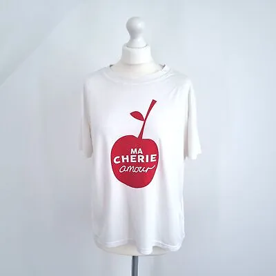 Buy Whistles T-shirt Ma Cherie Amour White Red Cherry Basic Crew Top Graphic Medium • 16£