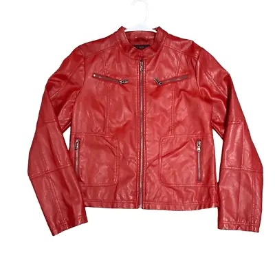 Buy New Look Red Faux Leather Biker Jacket Size Large NEW • 28.93£
