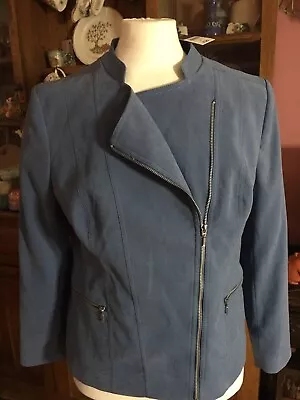 Buy Womens Spring Weekend Biker Style Jacket. Size 14. Blue. Soft Touch. Bnwt. • 7£