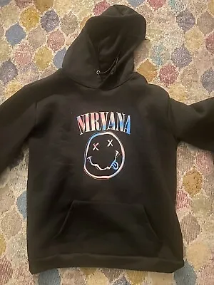 Buy Nirvana Hoodie Grunge Rock Band Merch Jumper Size Large Kurt Cobain Dave Grohl • 17.50£