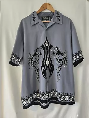 Buy Vintage Dragonfly Shirt Size XL Short Sleeve Printed Shirt Grey Black White 90s • 25£