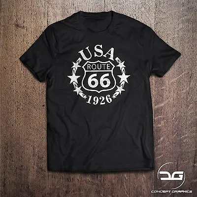 Buy Classic Route 66 USA Men's Black T-Shirt, Will Rodgers Highway, Novelty Gift • 12.99£