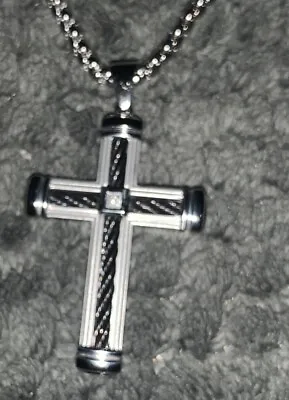Buy ESQUIRE MEN'S JEWELRY Black Cross 22  Pendant Necklace  With Diamond. • 81.96£