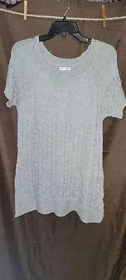 Buy Hannah Dress SZ XL Womens  Gray Knit Short Sleeved BEADED CROCHET SLEEVES NWOT • 18.25£