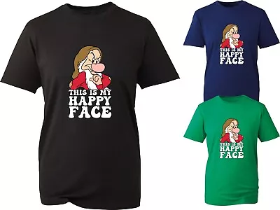 Buy This Is My Happy Face Funny Dwarf T Shirt Meme Grumpy Cartoon Lovers Xmas Top • 11.99£