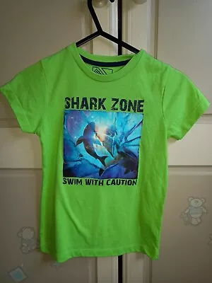 Buy Matalan Boys Shark Tshirt 6 Years Green Hologram Picture • 1£