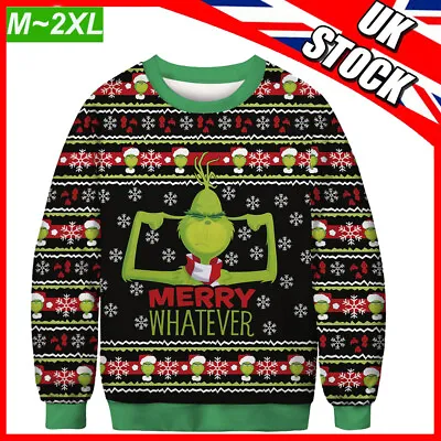 Buy Unisex-The Grinch Christmas Jumper Men Womens Xmas Couple Sweater Top UK • 6.26£