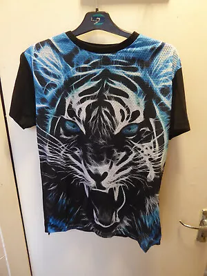 Buy Victorious Of Los Angeles Mesh Front Tiger Print T Shirt Top Size Medium • 4.95£
