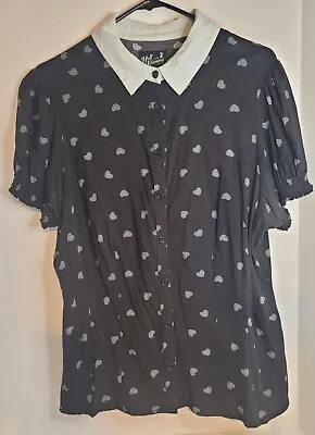 Buy 2XL Hellbunny Heart Shaped Rib Button Up Blouse • 24.13£
