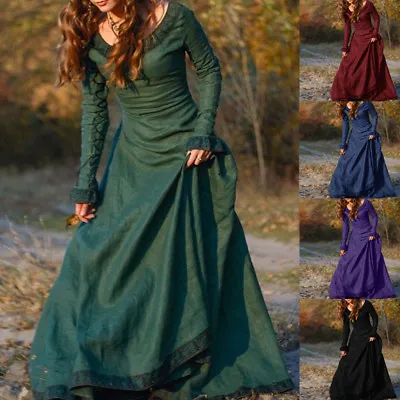 Buy Medieval Costume Gothic Clothing Vintage Women Queen Long Dress Prom Ball Gown  • 20.39£
