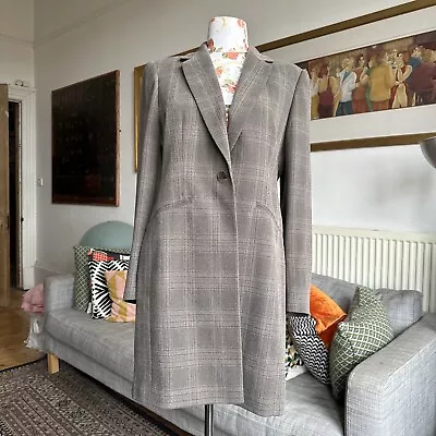 Buy Lovely PLANET Tailored Jacket Long Beige/black Check Size 12 • 9.99£