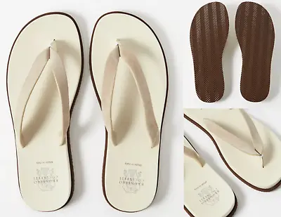 Buy BRUNELLO CUCINELLI Suede Leather Flip Flops Sandals Shoes Slippers 41 • 273.08£